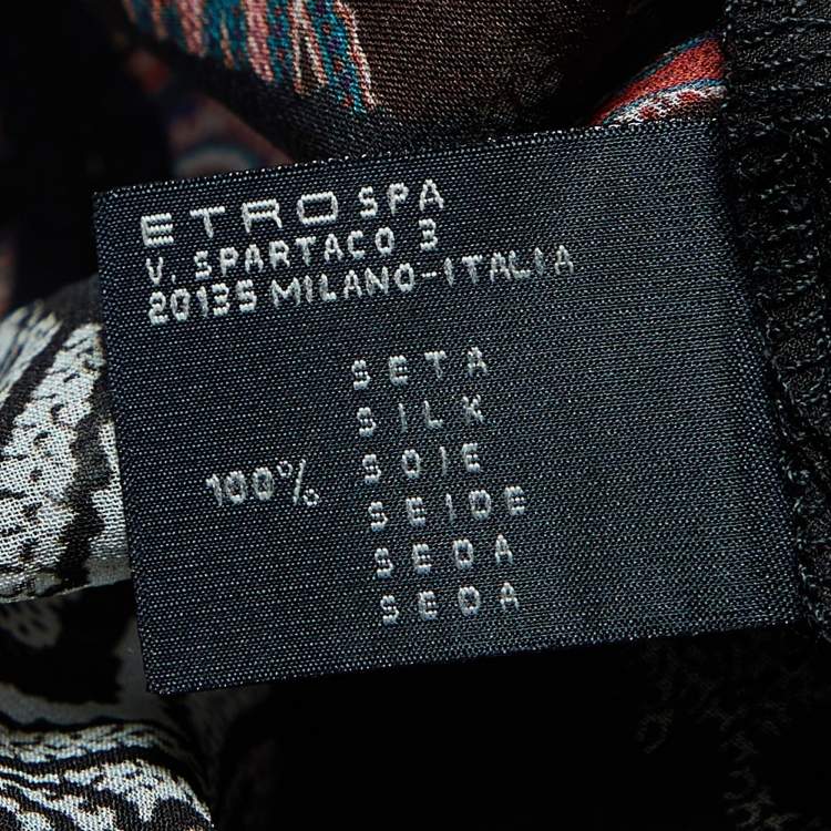 Pre Owned Etro Multicolor Printed Silk & Satin Trim Belted Tunic S