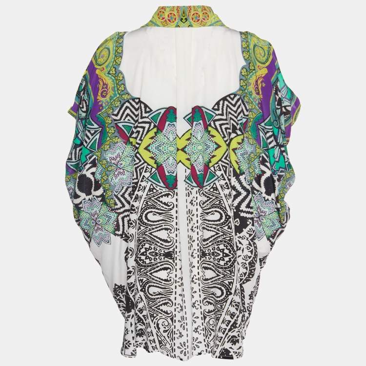 مملوكة مسبقًا Etro Multicolor Printed Silk Button Front Tunic M