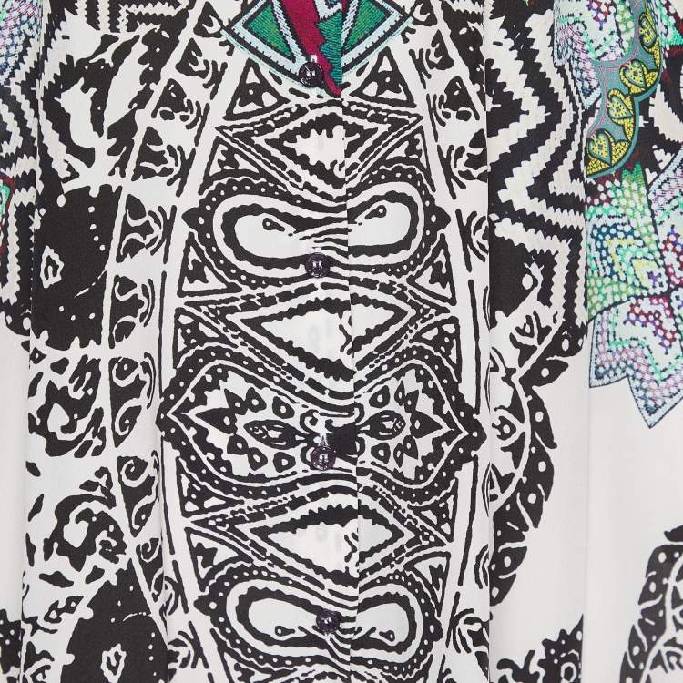 مملوكة مسبقًا Etro Multicolor Printed Silk Button Front Tunic M