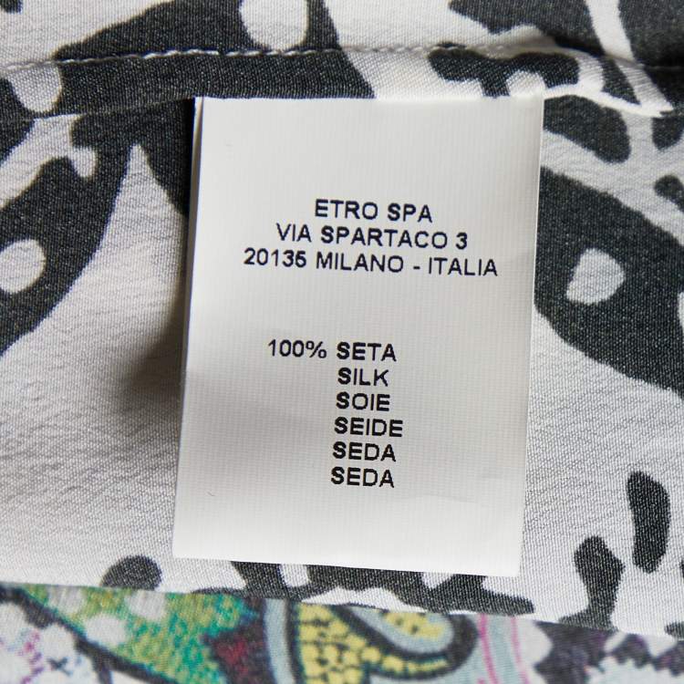 مملوكة مسبقًا Etro Multicolor Printed Silk Button Front Tunic M