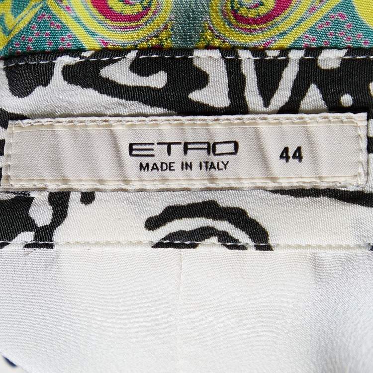 مملوكة مسبقًا Etro Multicolor Printed Silk Button Front Tunic M