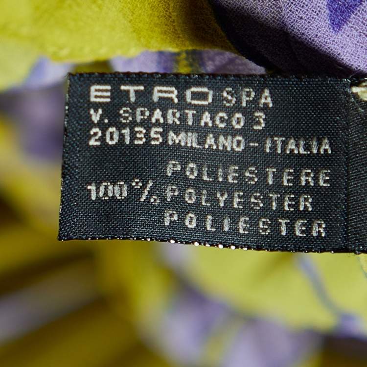 Pre Owned Etro Green & Purple Chiffon Plisse Kaftan Top (One Size)