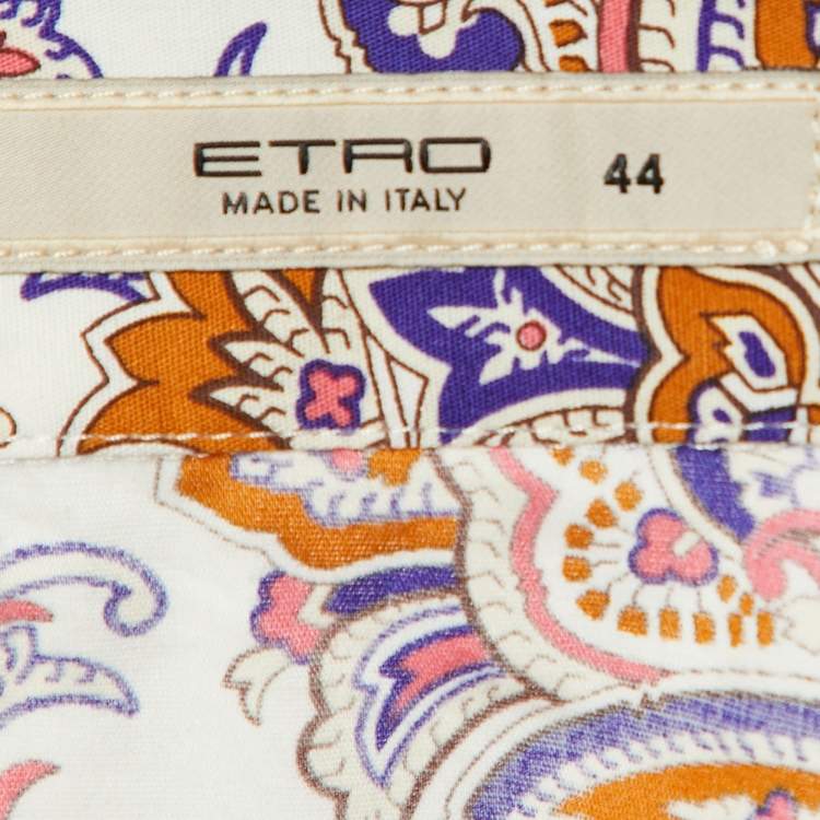 Pre Owned Etro Multicolor Paisley Printed Cotton Button Front Shirt M
