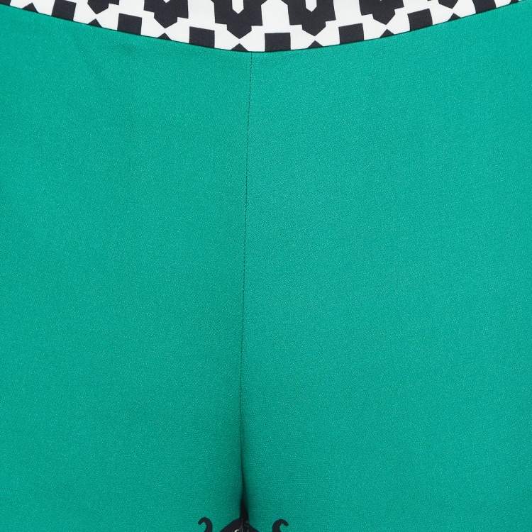 Pre Owned Etro Green Printed Silk Palazzo Pants S