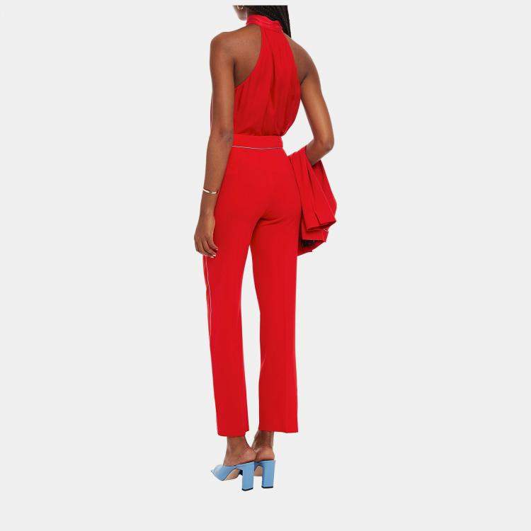 Pre Owned Etro Red Crepe Straight Leg Pants XL (IT 48)