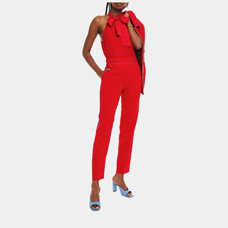 Pre Owned Etro Red Crepe Straight Leg Pants XL (IT 48)
