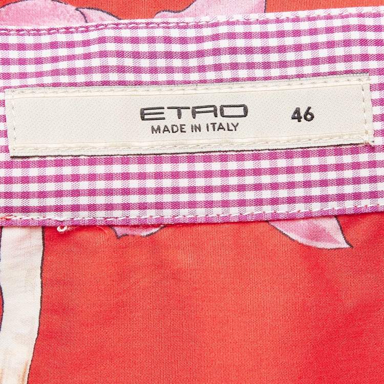 Pre Owned Etro Red Tropical Print Cotton Shirt L