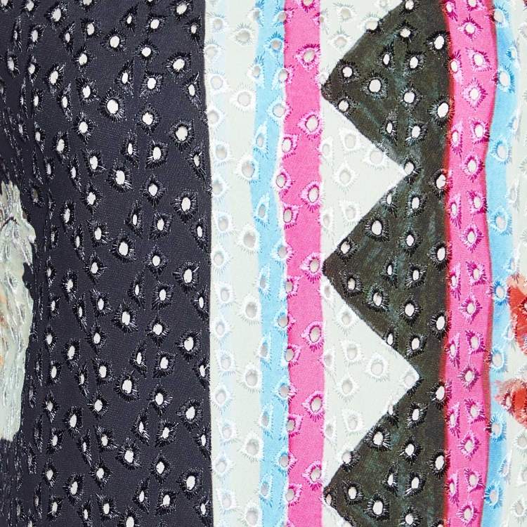 Pre Owned Etro Multicolor Floral Print Embroidered Crepe Shift Dress S