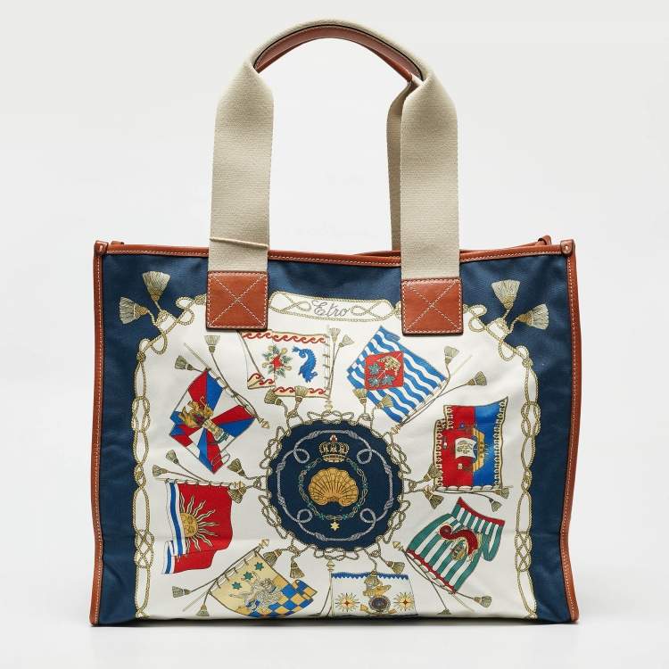 Pre Owned Etro Multicolor Printed Fabric and Leather Shopper Tote