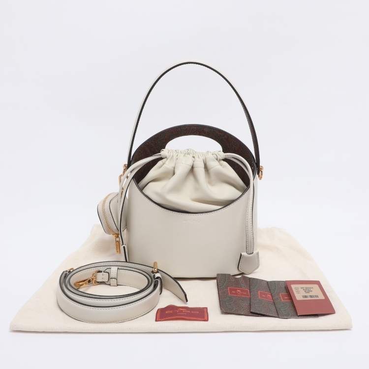 Pre Owned Etro Off White Leather Saturno Bucket Bag