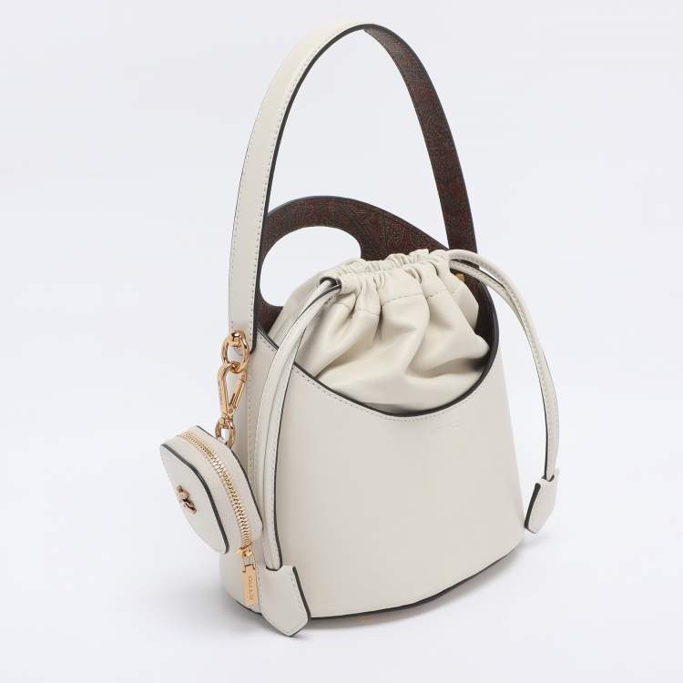 Pre Owned Etro Off White Leather Saturno Bucket Bag