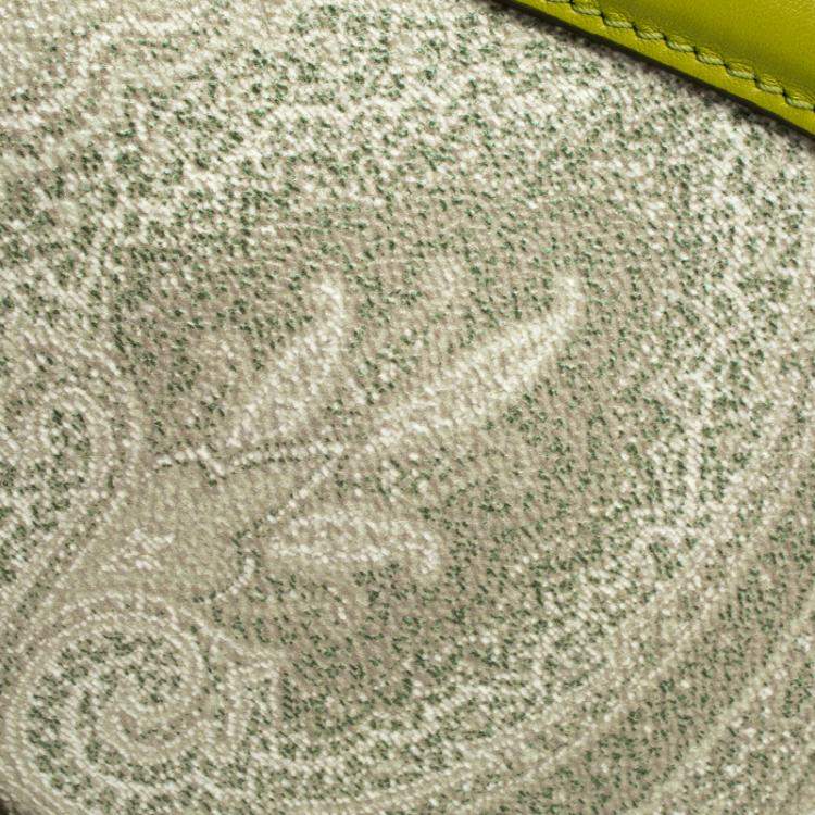 Pre Owned Etro Green Paisly Coated Canvas and Python Embossed Leather Crossbody Bag