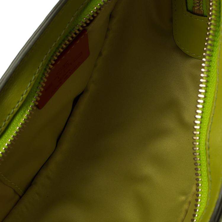 Pre Owned Etro Green Paisly Coated Canvas and Python Embossed Leather Crossbody Bag