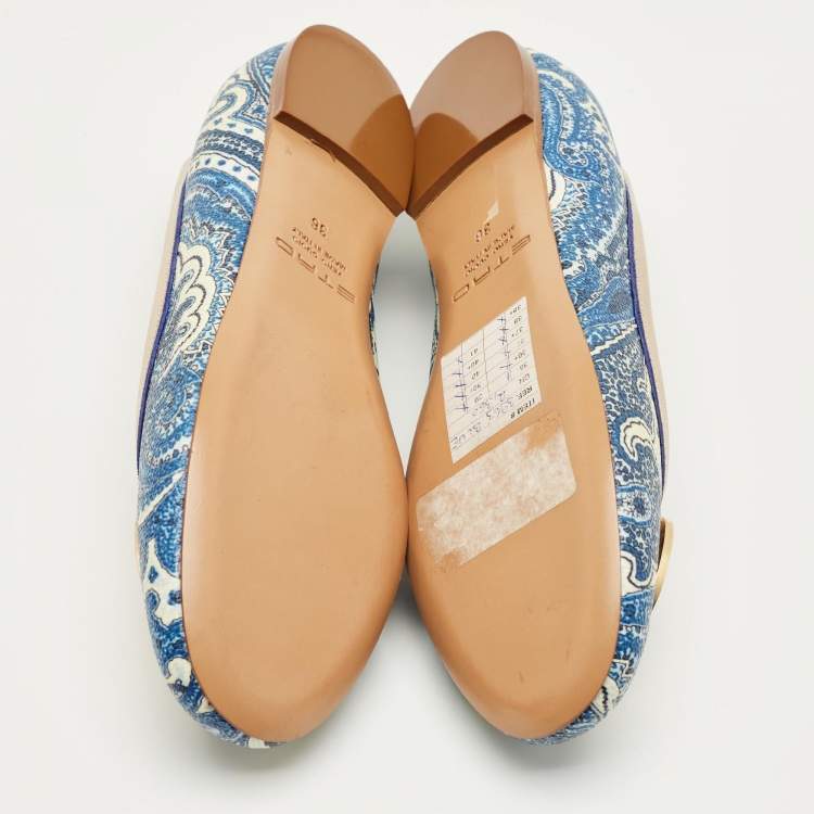 Pre Owned Etro Multicolor Paisley Coated Canvas and Leather Ballet Flats Size 36