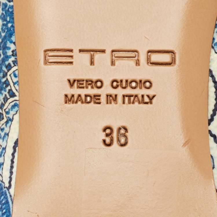 Pre Owned Etro Multicolor Paisley Coated Canvas and Leather Ballet Flats Size 36