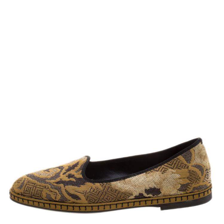 Pre Owned Etro Beige Brocade Loafers Size 37.5