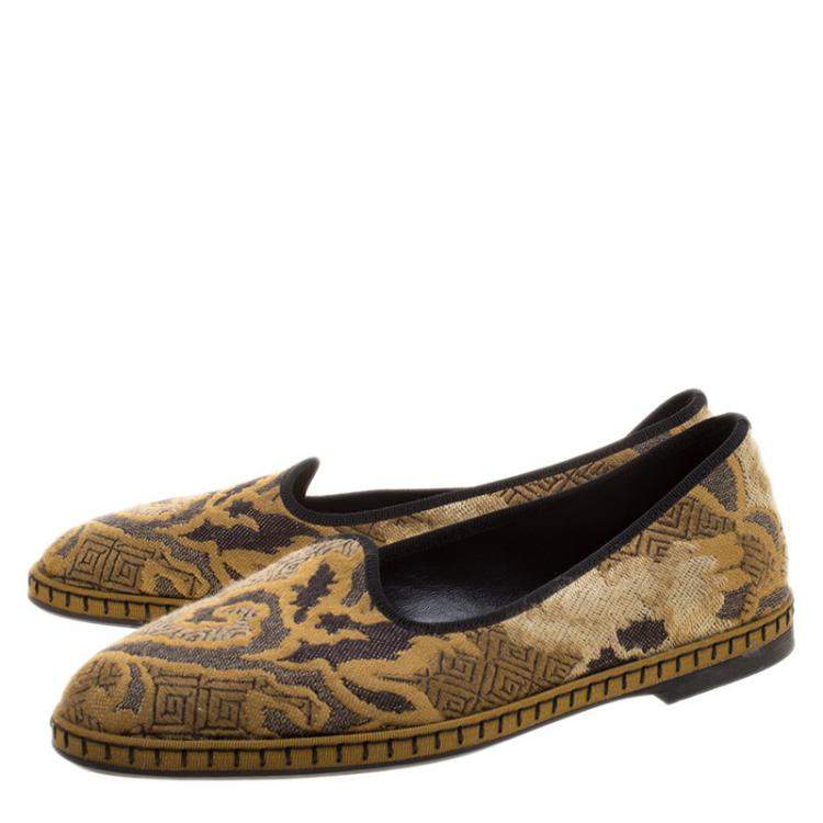 Pre Owned Etro Beige Brocade Loafers Size 37.5