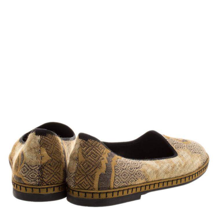 Pre Owned Etro Beige Brocade Loafers Size 37.5