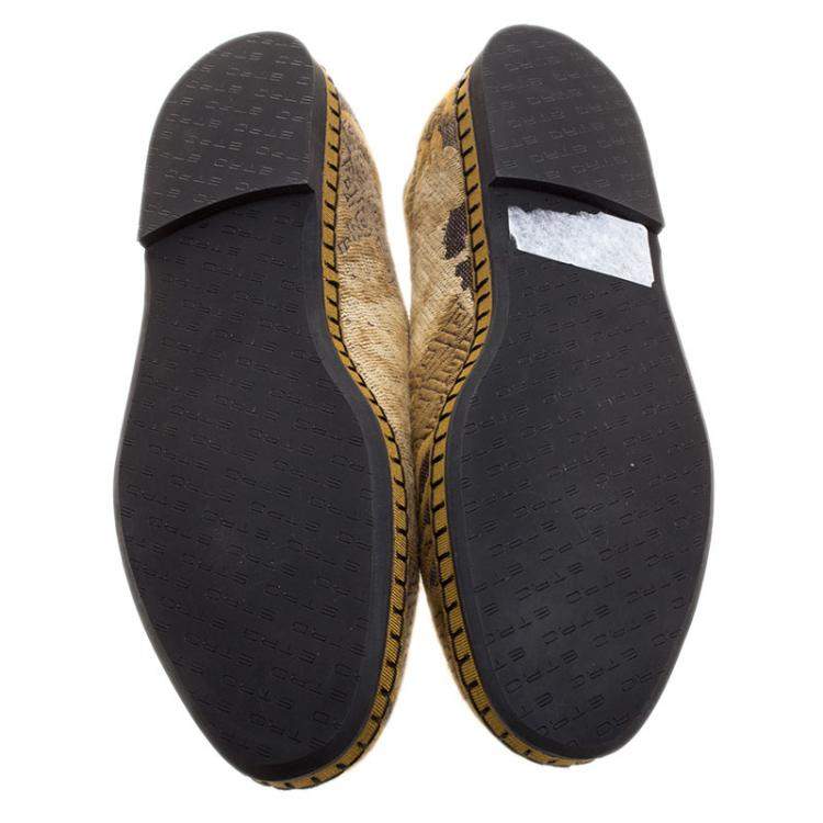 Pre Owned Etro Beige Brocade Loafers Size 37.5