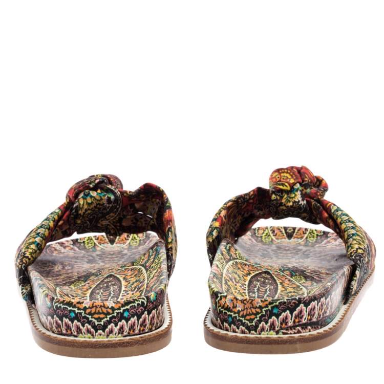 Pre Owned Etro Multicolor Fabric Knot Flat Sandals Size  40