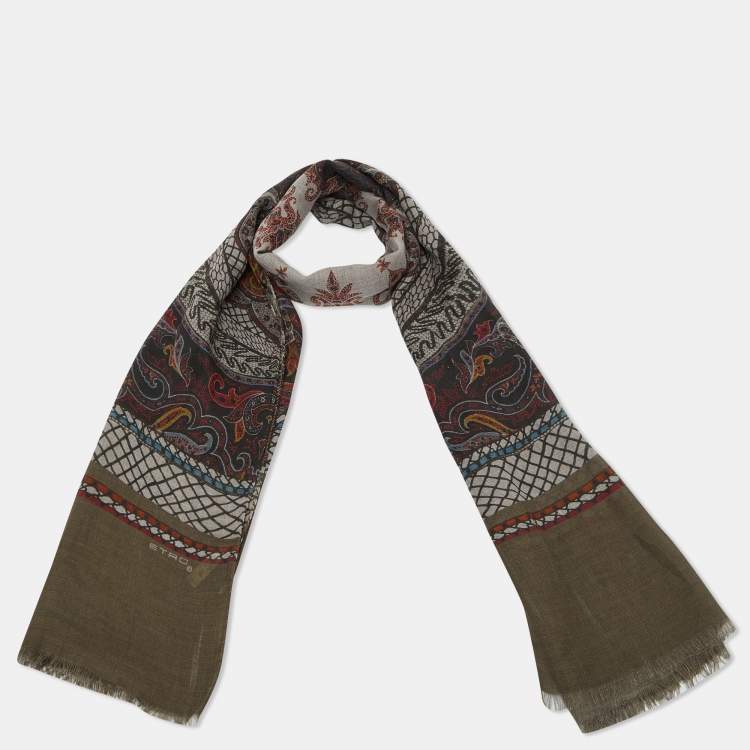 Pre Owned Etro Brown Paisley Print Modal & Cashmere Stole