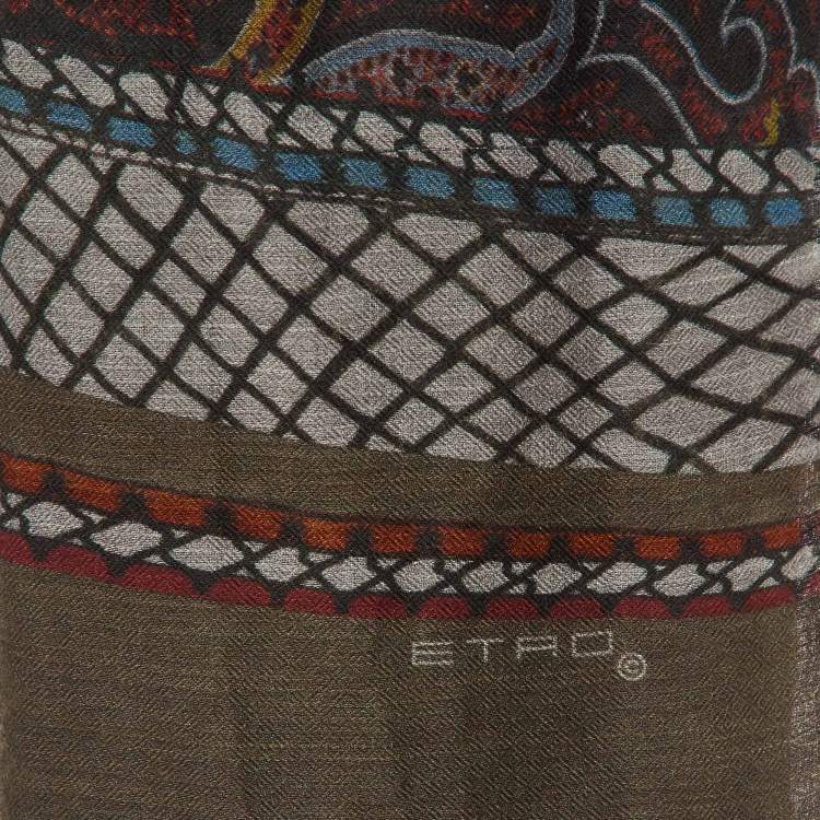 Pre Owned Etro Brown Paisley Print Modal & Cashmere Stole