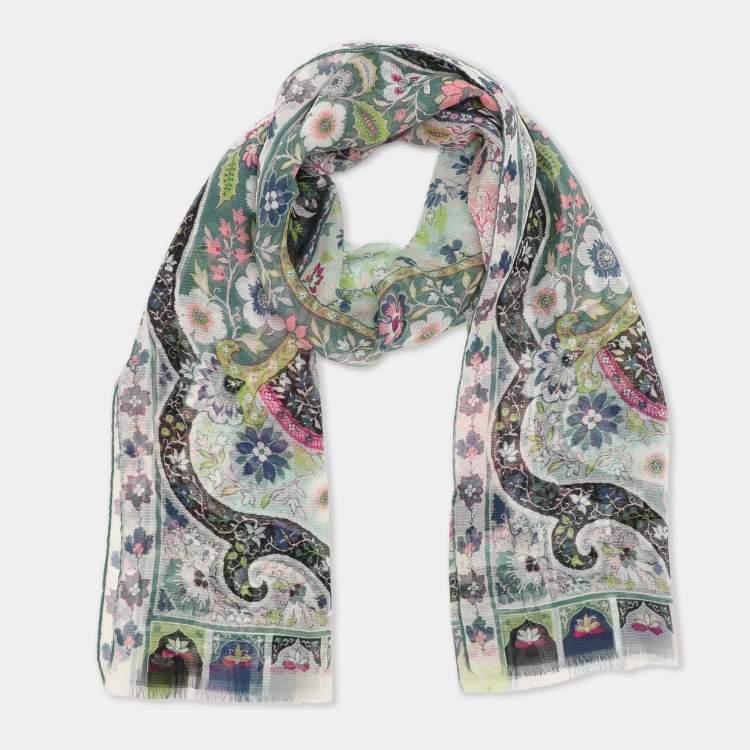 Pre Owned Etro Multicolor Printed Silk Scarf