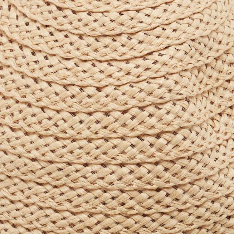Pre Owned Etro Beige/Purple Printed Cotton and Raffia Hat