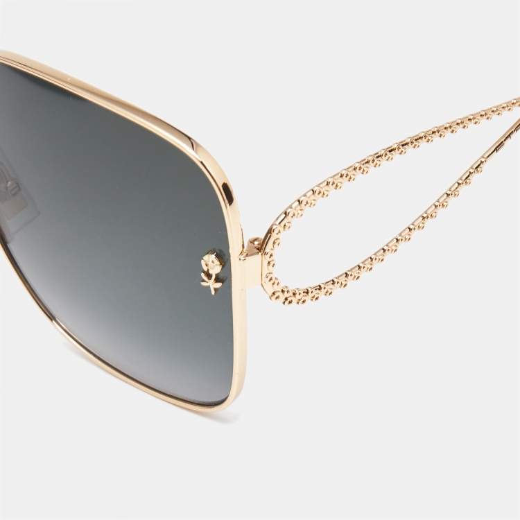 Pre Owned Etro Black/Gold Gradient 0070/S Square Sunglasses