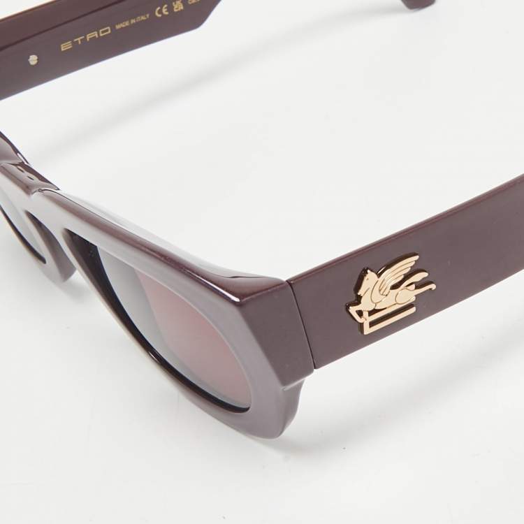 Pre Owned Etro Burgundy/Black 0079/S LHF U1 Frame Square Sunglasses