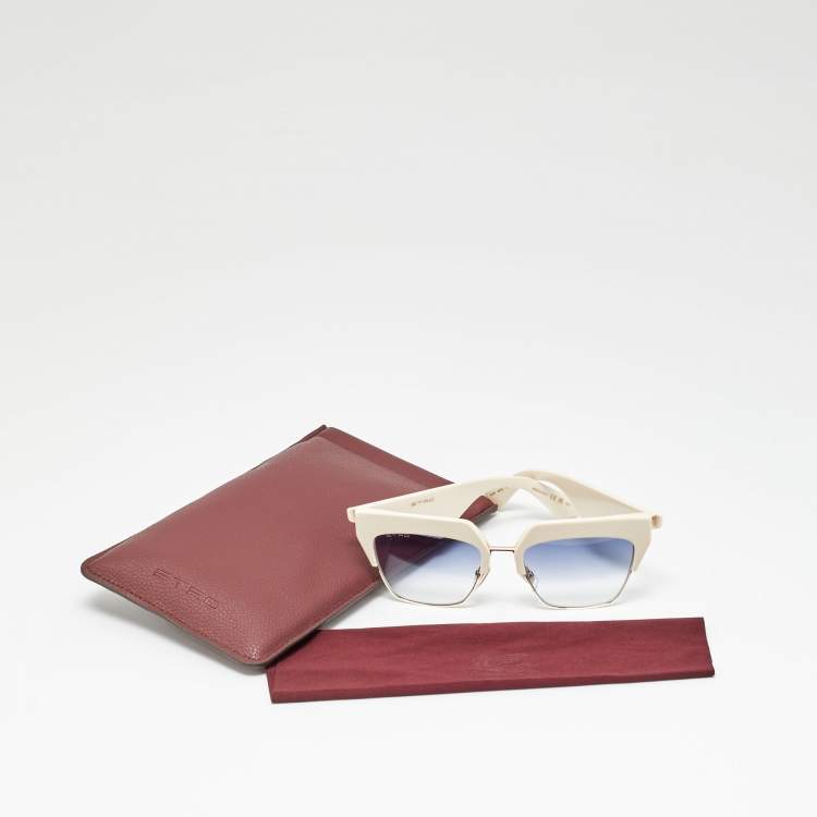 Pre Owned Etro Off White/Blue Gradient SZJ08 Square Sunglasses