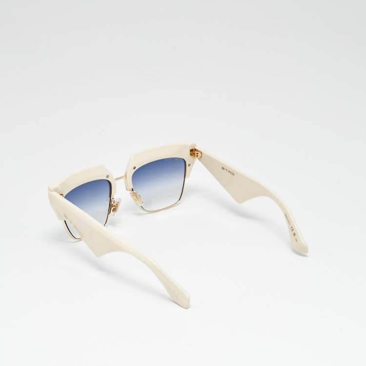 Pre Owned Etro Off White/Blue Gradient SZJ08 Square Sunglasses