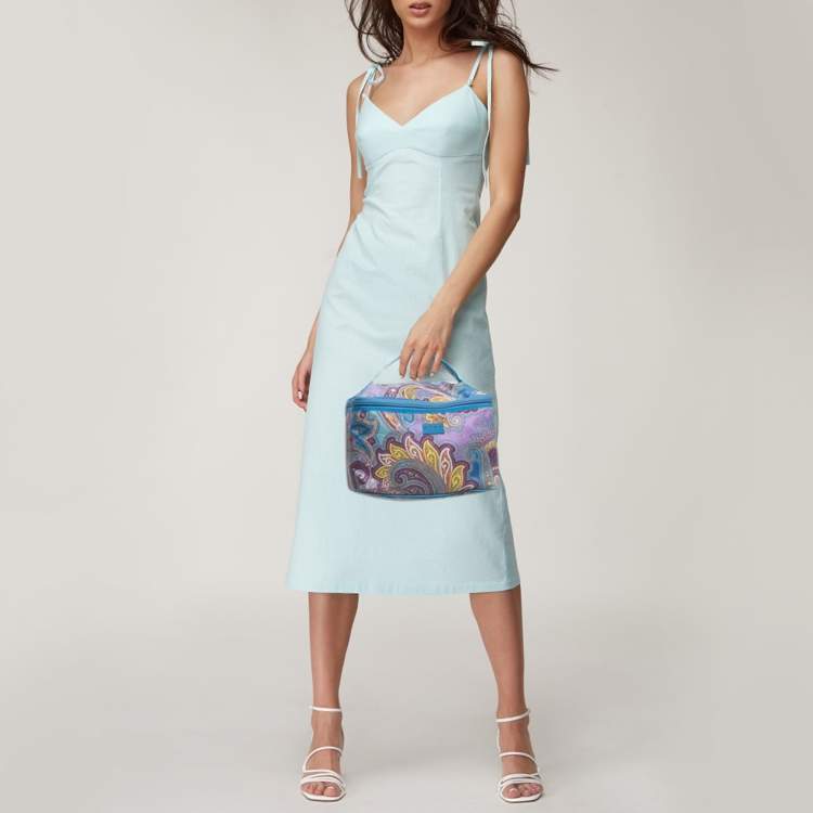 Pre Owned Etro Multicolor Paisley Print Fabric Make Up Vanity Bag