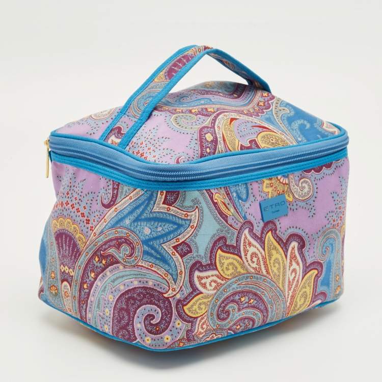 Pre Owned Etro Multicolor Paisley Print Fabric Make Up Vanity Bag