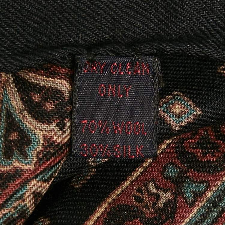 Pre Owned Etro Black Paisley Print Wool & Silk Neckerchief
