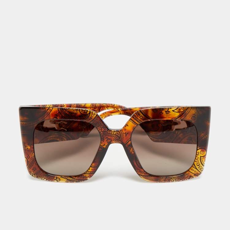 Pre Owned Etro Brown Gradient Havana Print 0075/S Frame Oversized Sunglasses