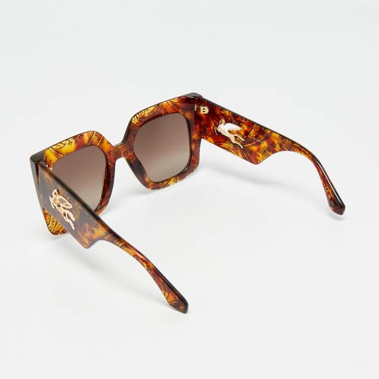 Pre Owned Etro Brown Gradient Havana Print 0075/S Frame Oversized Sunglasses