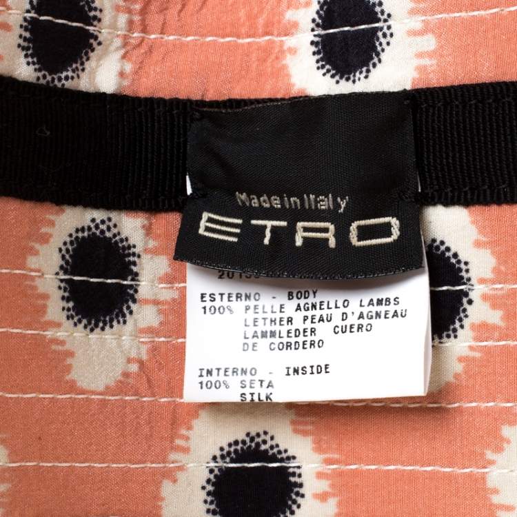 Pre Owned Etro Peach/Black Fabric and Leather Waist Belt