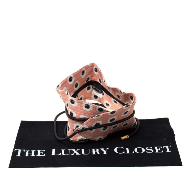 Pre Owned Etro Peach/Black Fabric and Leather Waist Belt