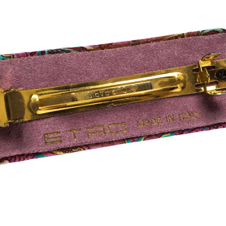 Pre Owned Etro Printed Fabric Barrette Hair Clip