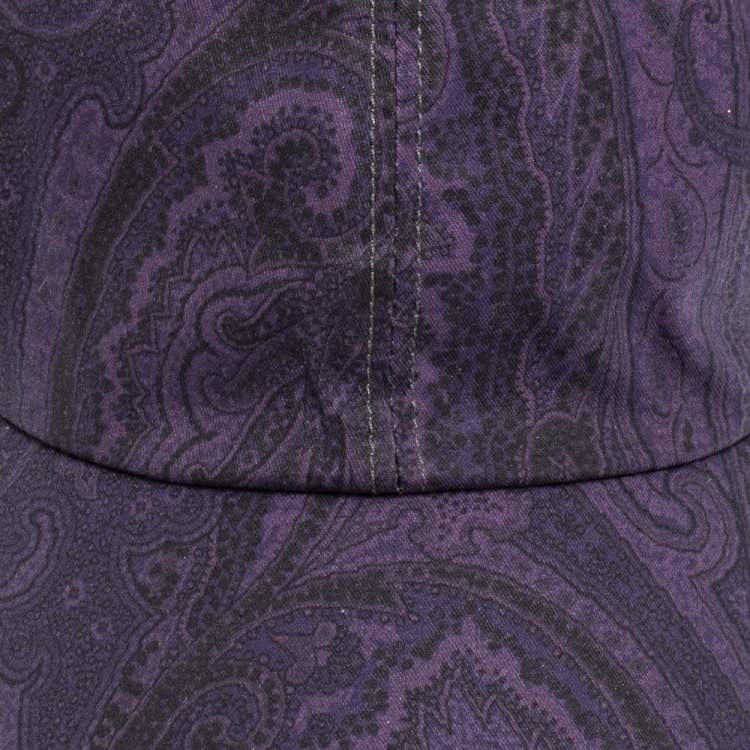 Pre Owned Etro Purple Paisley Printed Cotton Baseball Cap L