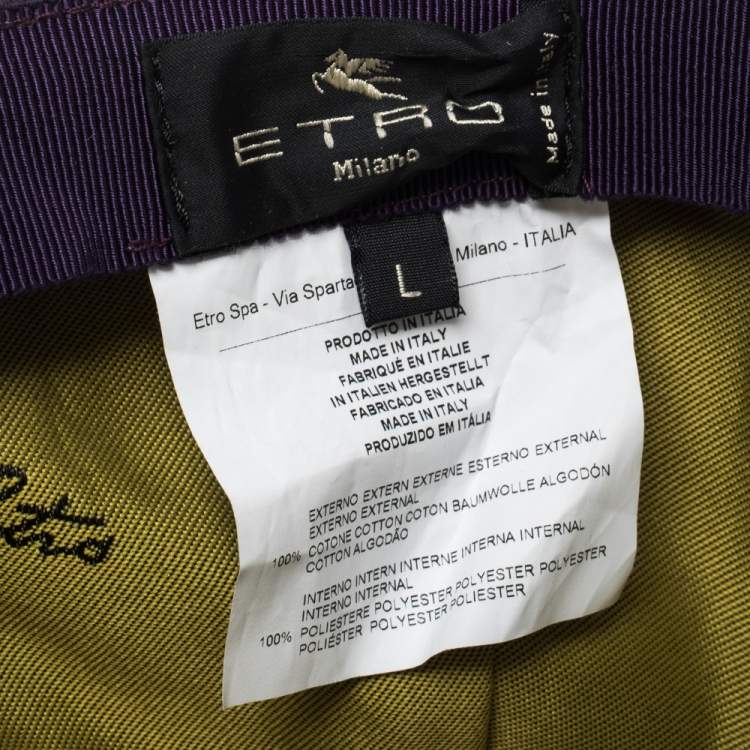 Pre Owned Etro Purple Paisley Printed Cotton Baseball Cap L