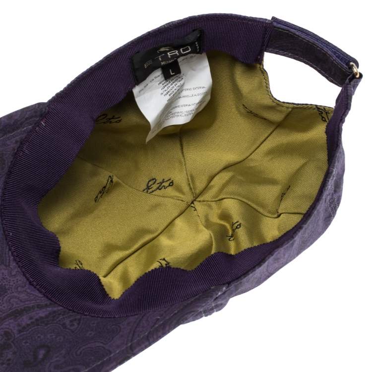 Pre Owned Etro Purple Paisley Printed Cotton Baseball Cap L