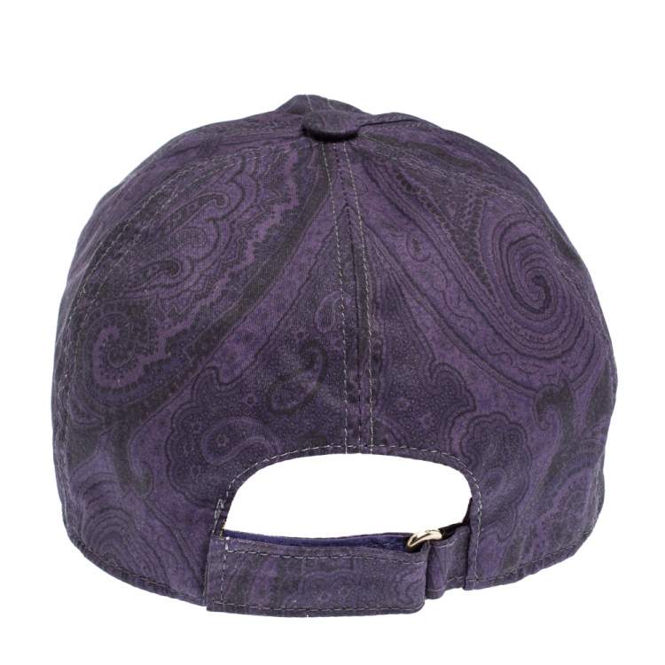 Pre Owned Etro Purple Paisley Printed Cotton Baseball Cap L