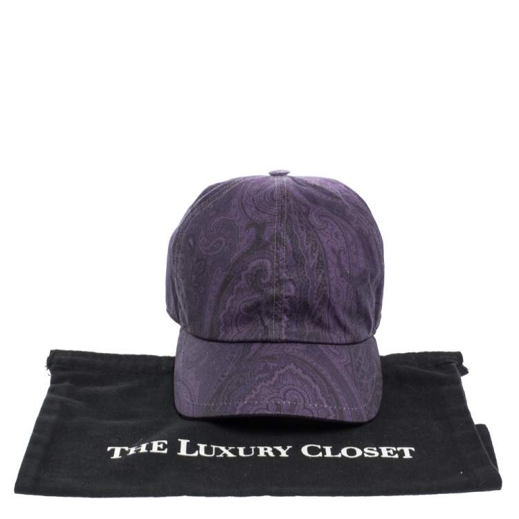 Pre Owned Etro Purple Paisley Printed Cotton Baseball Cap L