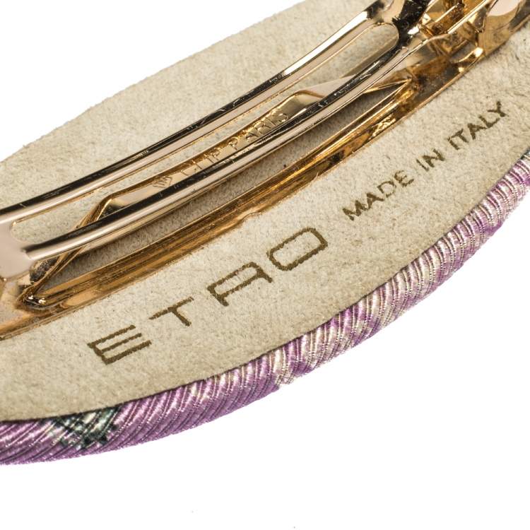 Pre Owned Etro Paisley Print Silk Barette Hair Clip