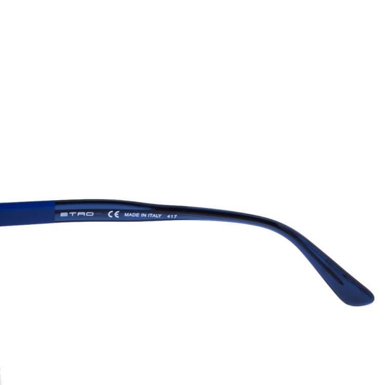 Pre Owned Etro Blue Havana/ Gold Mirrored ET660S Round Sunglasses