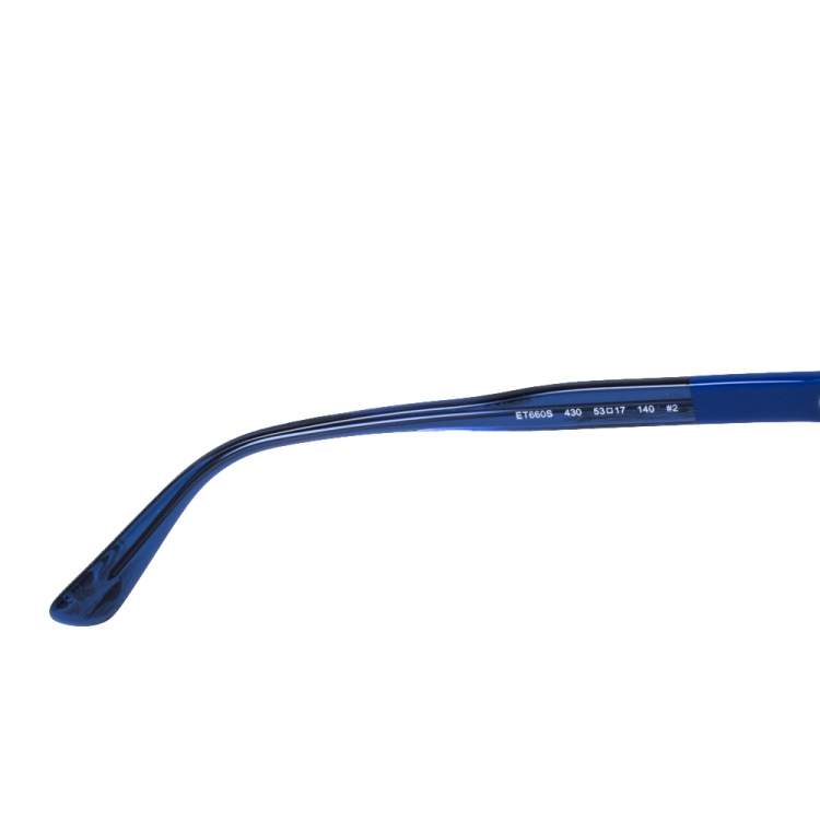 Pre Owned Etro Blue Havana/ Gold Mirrored ET660S Round Sunglasses