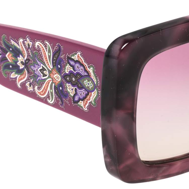 Pre Owned Etro Purple Paisley ET664S Square Sunglasses