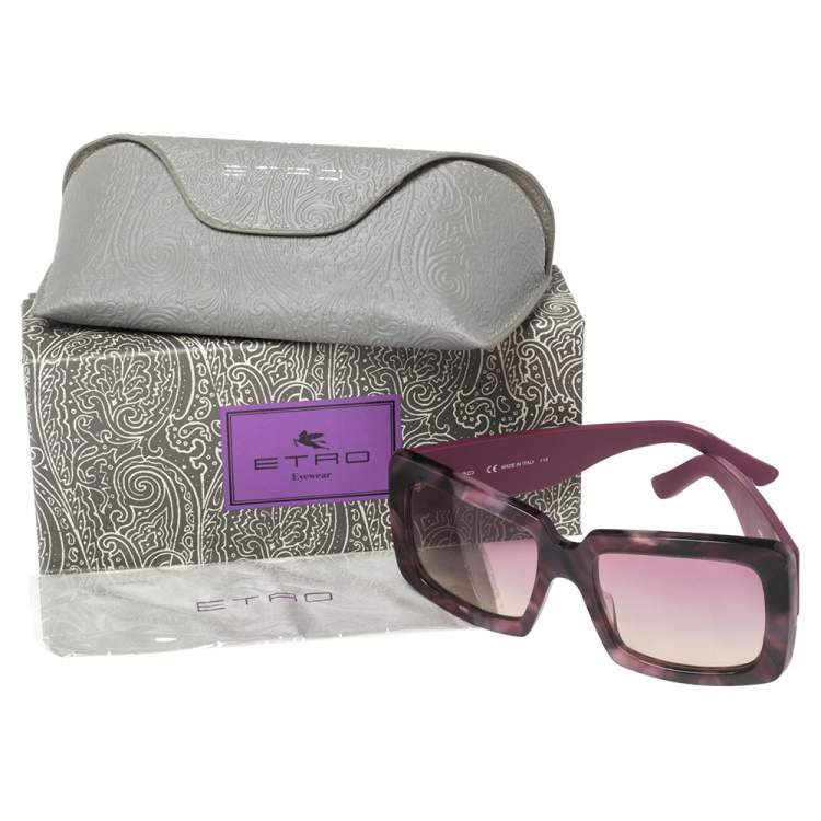 Pre Owned Etro Purple Paisley ET664S Square Sunglasses